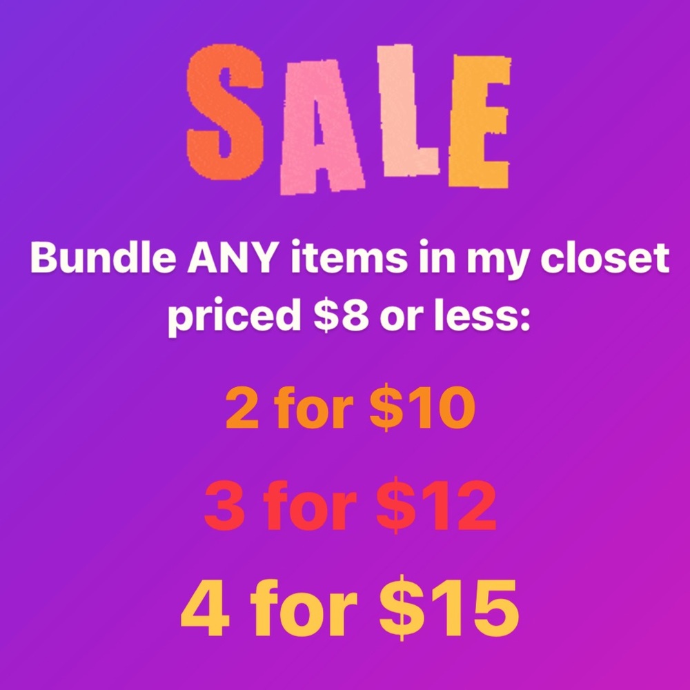 SALE ON ALL ITEMS $8 OR LESS